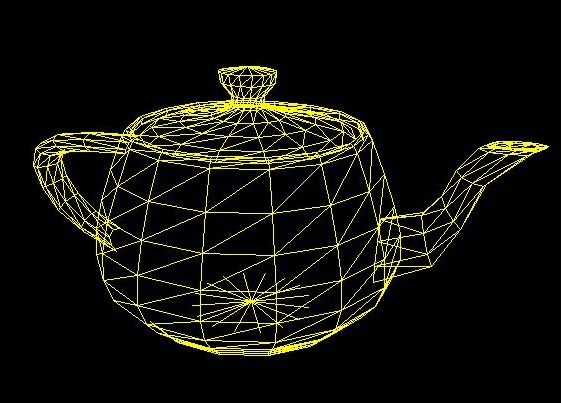 teapot represented by wire frames with visible-surface detection
