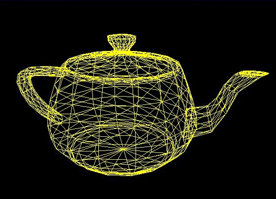 teapot represented by wire frames; no visible-surface detection