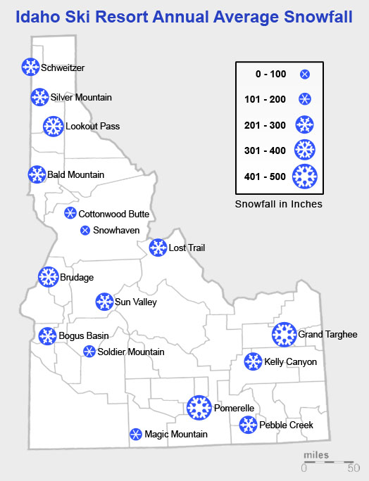 Annual Average Snowfall in Idaho - corrected graphic